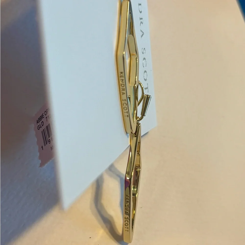 NWT Kendra Scott Elongated Abbie Open Fram Gold Earrings - Picture 3 of 4